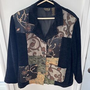 Allure Black Textured Jacket Vintage Patchwork Granny Style